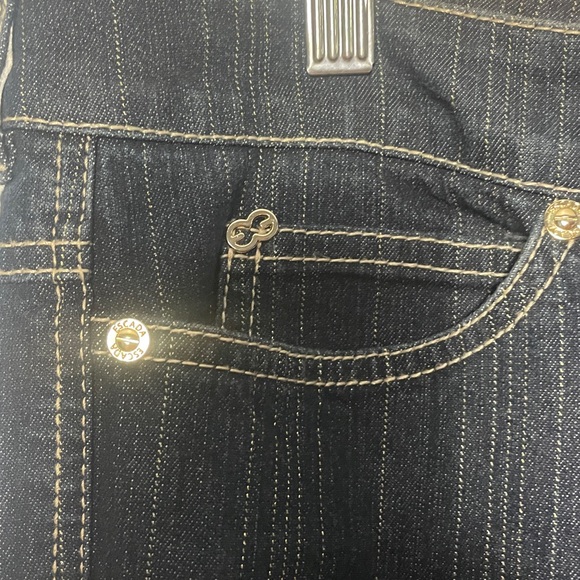 Escada Pinstriped Wide Leg Dark Wash Jeans Size 44